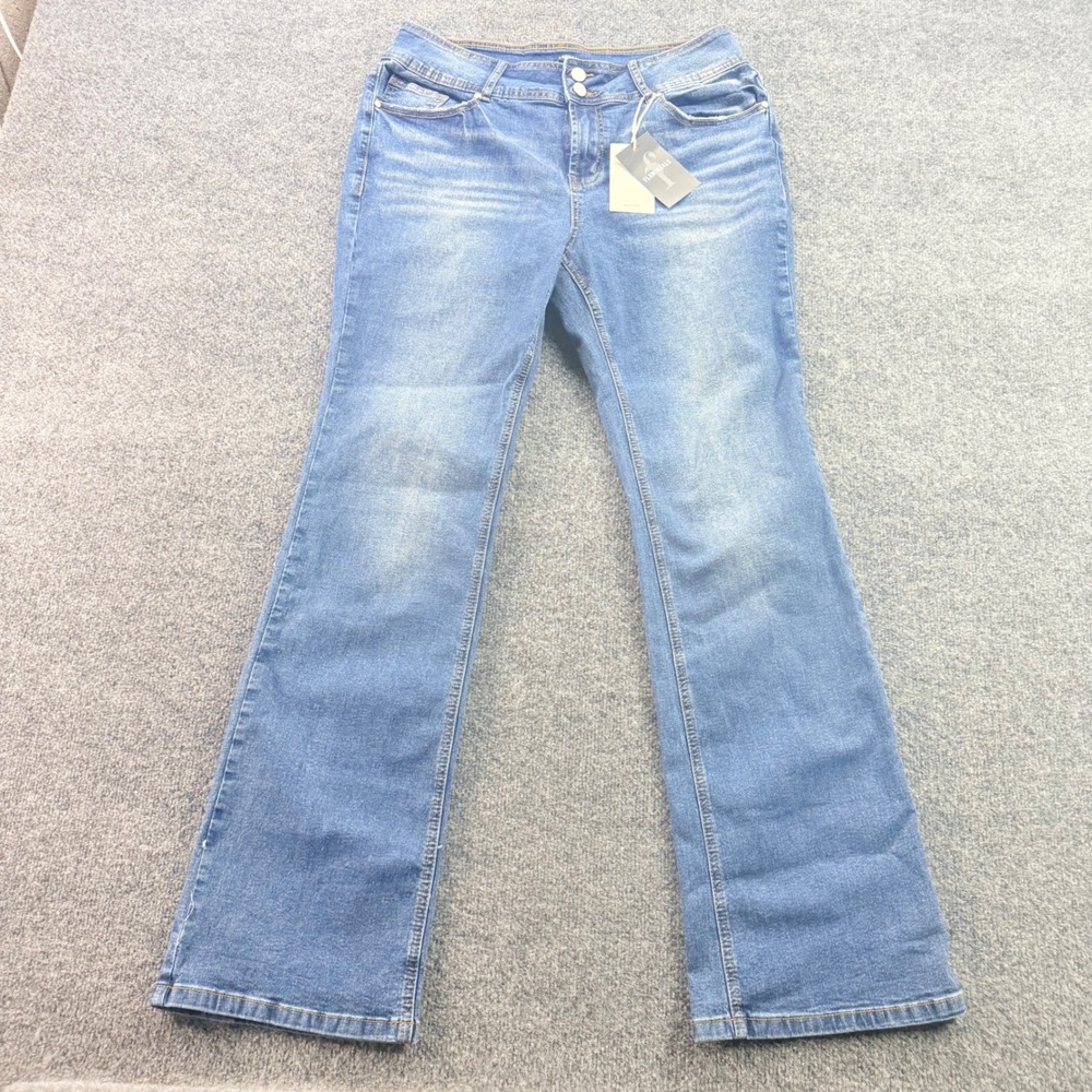 Flamingals Flare Jeans High Rise Bootcut Stretch Denim Light Wash XL Blue Womens
